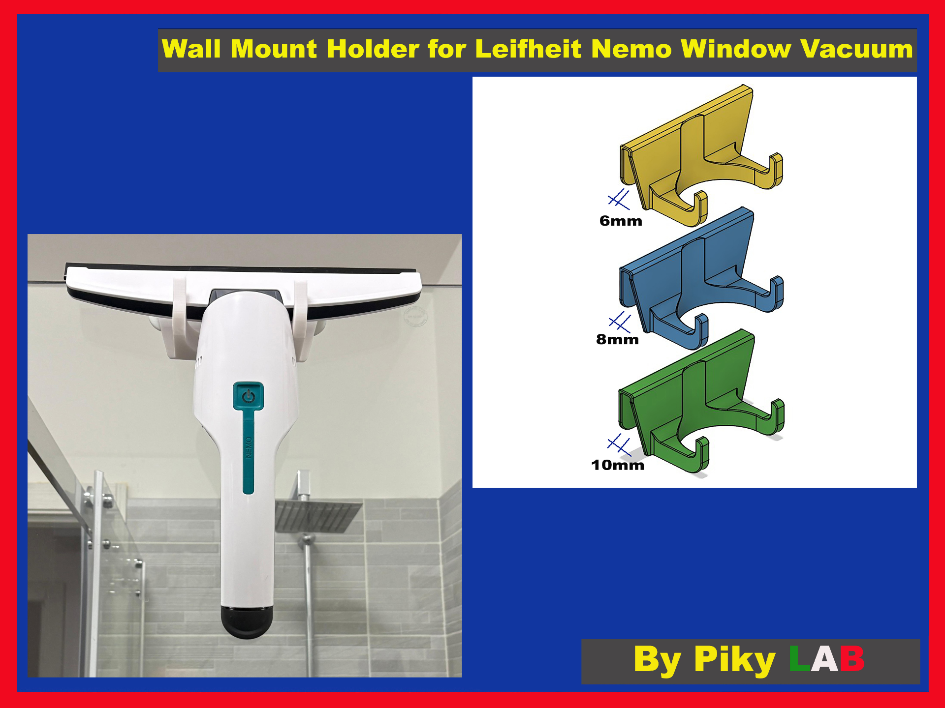 Wall Mount Holder for Leifheit Nemo Window Vacuum