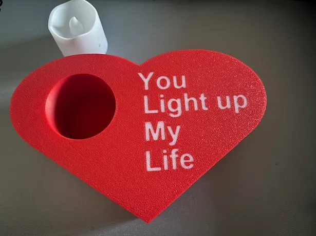 Heart shaped battery candle holder. Romantic gift