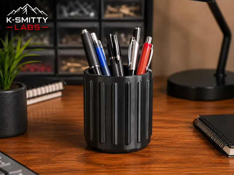 Modern Ribbed Pen Holder / Item Holder
