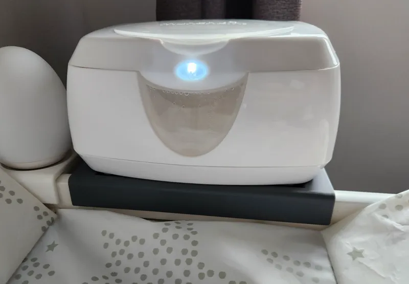 Changing table shelf for wipe warmer