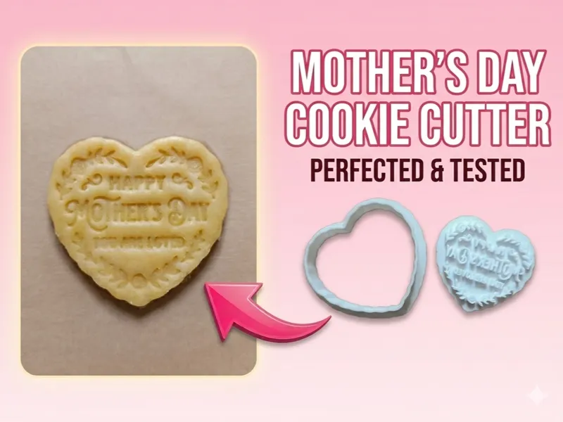 Mother's Day Heart Cookie Cutter - Elegant Text
