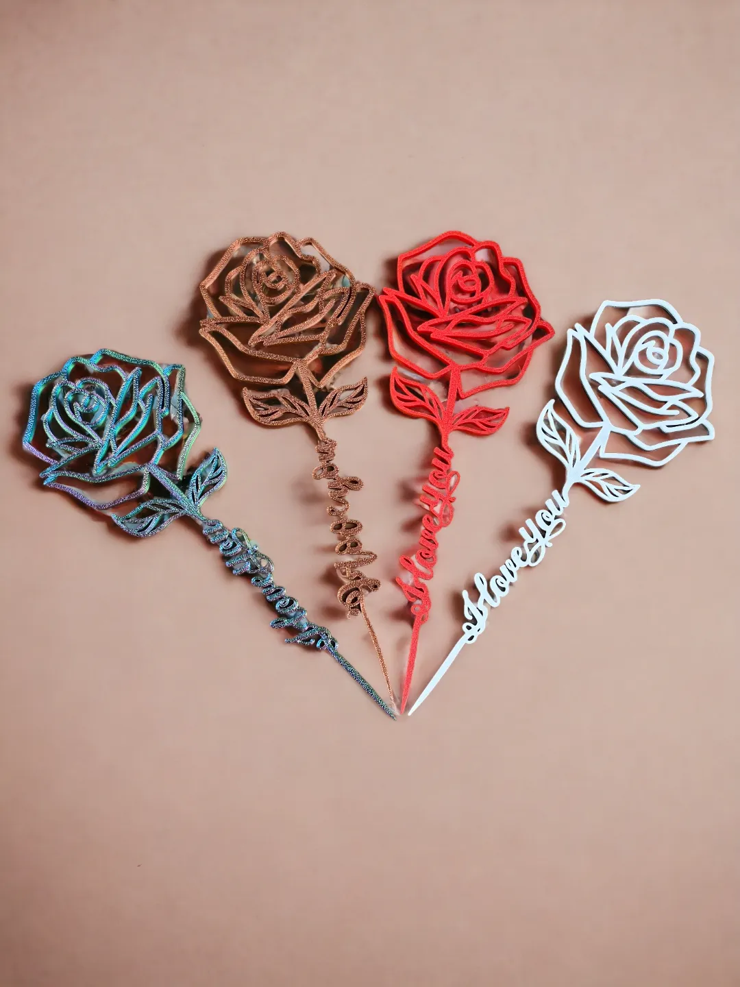 Valentine Rose with Stem "I love you" view 2