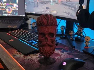 Bearded Skull Headphone Stand Gothic Headset Hold