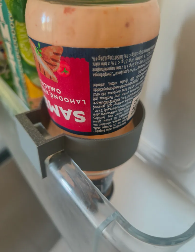 Fridge up-side-down salsa, ketchup holder