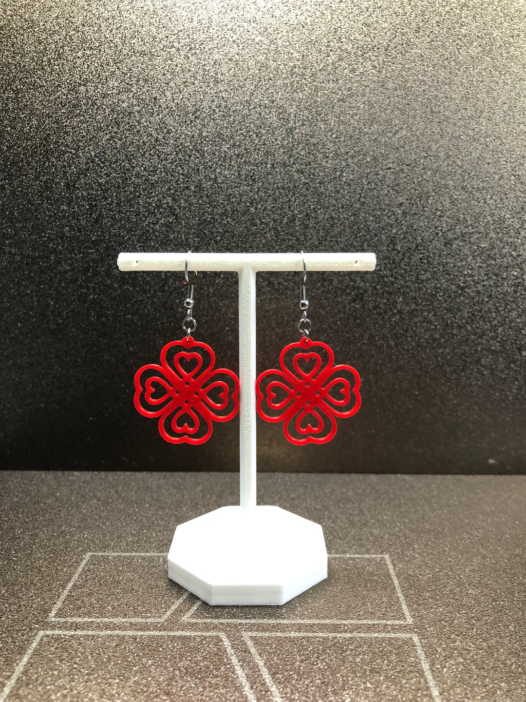 Heart clover earrings view 2