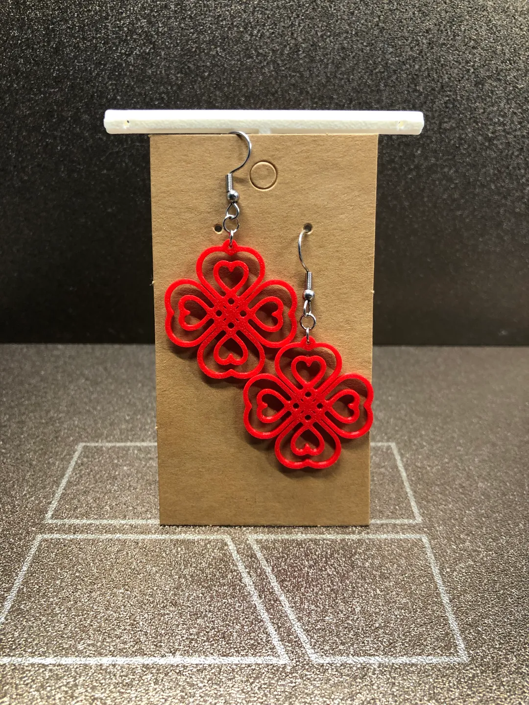 Heart clover earrings view 3