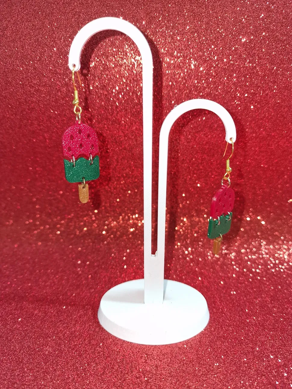 Watermelon popsicle earrings view 3