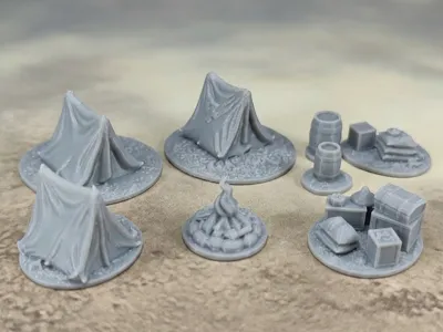 Tabletop Camping & Outpost Scenery Miniatures Set