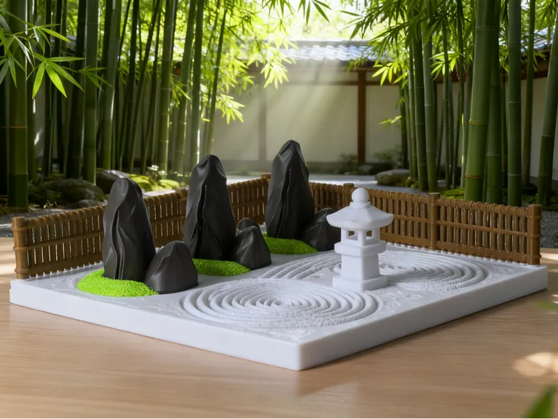 《归寂》| 1/64 枯山水禅意庭院微缩场景 | 极简4色
