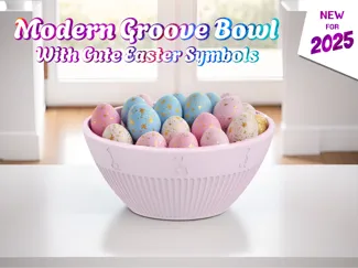 Modern Groove Bowl With Cute Easter Bunny Symbols
