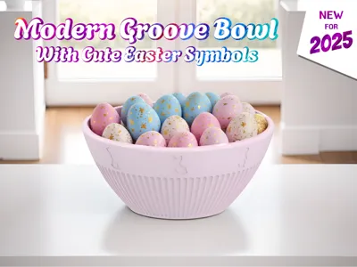 Modern Groove Bowl With Cute Easter Bunny Symbols