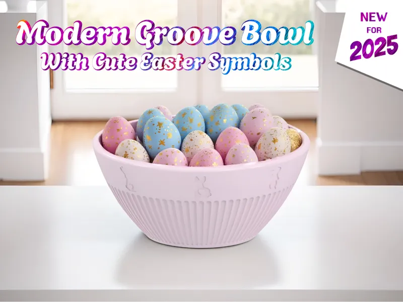 Modern Groove Bowl With Cute Easter Bunny Symbols