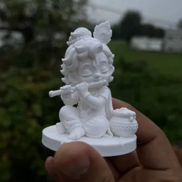 Figura decorativa: Little Bal Krishna Playing Flute – Chibi Statue — vista de referencia 3