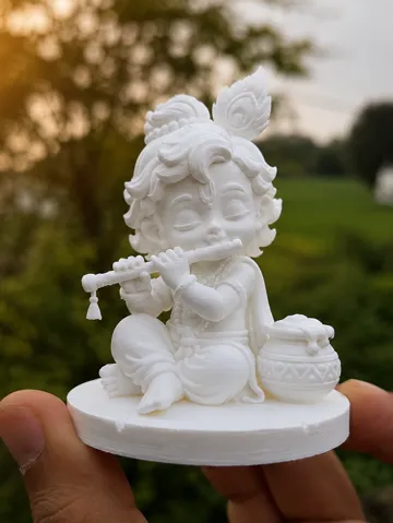 Figura decorativa: Little Bal Krishna Playing Flute – Chibi Statue — vista de referencia 2