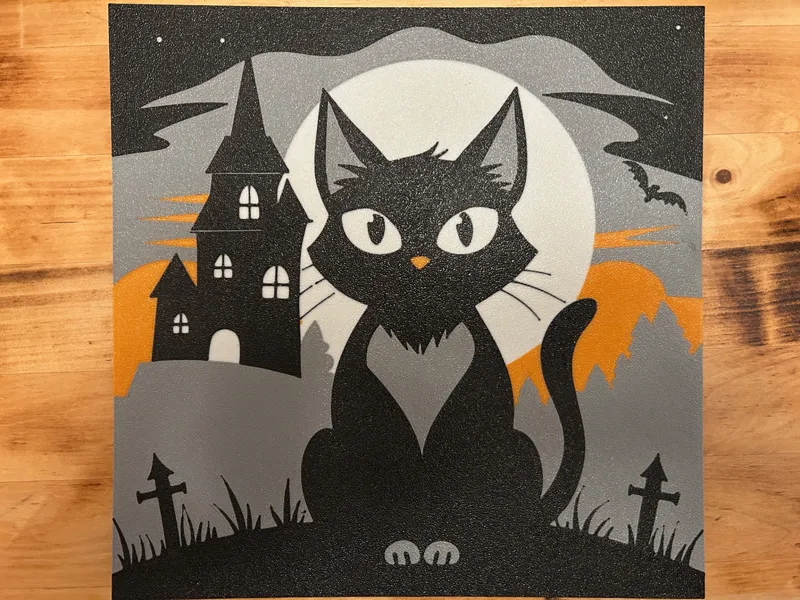 Halloween Cat with Haunted Background