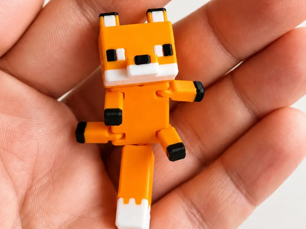 Soporte: mini Articulated Fox (Minecraft). Print in place. Referencia del modelo original.
