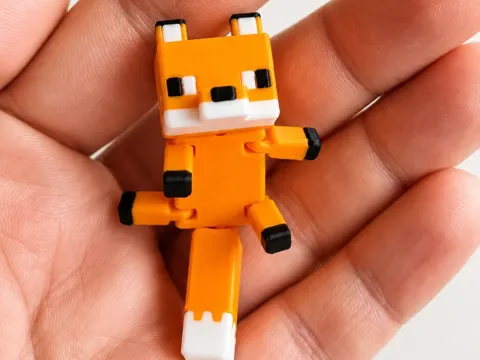 Soporte: mini Articulated Fox (Minecraft). Print in place — referencia de MakerWorld