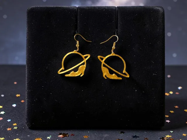 Planet cat earrings
