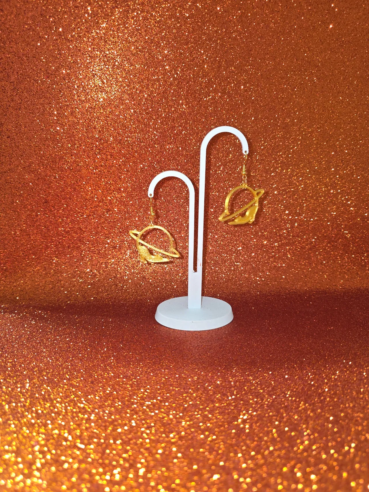 Planet cat earrings view 3