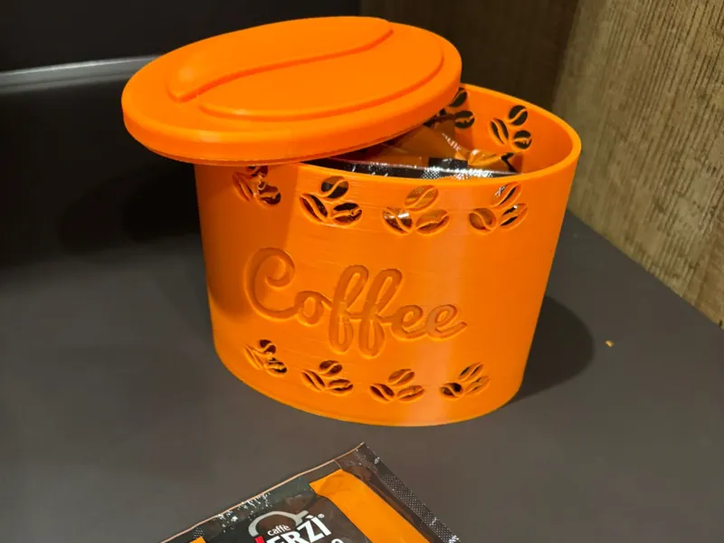 Coffee Pod Container with Bean-Shaped Lid