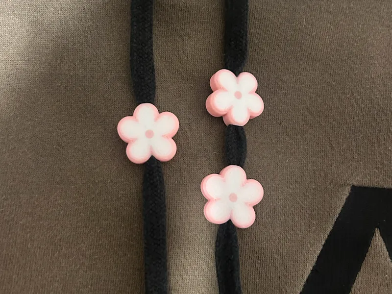 Flower Hoodie Drawstring Beads - dual sided