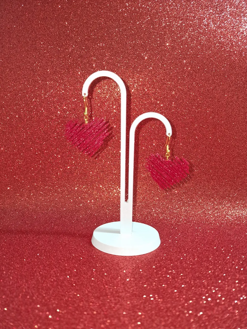 Heart doodle earrings view 3