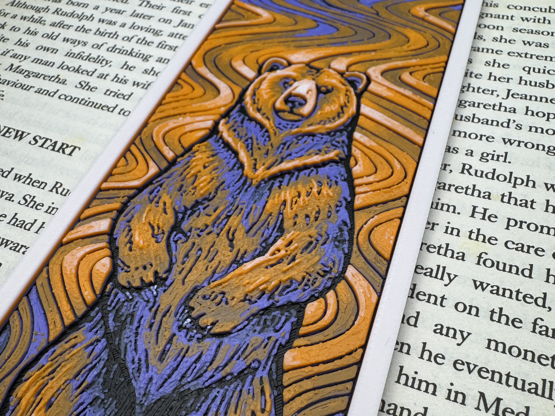 Grizzly Bear Wavy Psychedelic Landscape Bookmark