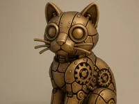Figurine de chat mécanique steampunk — photo 2