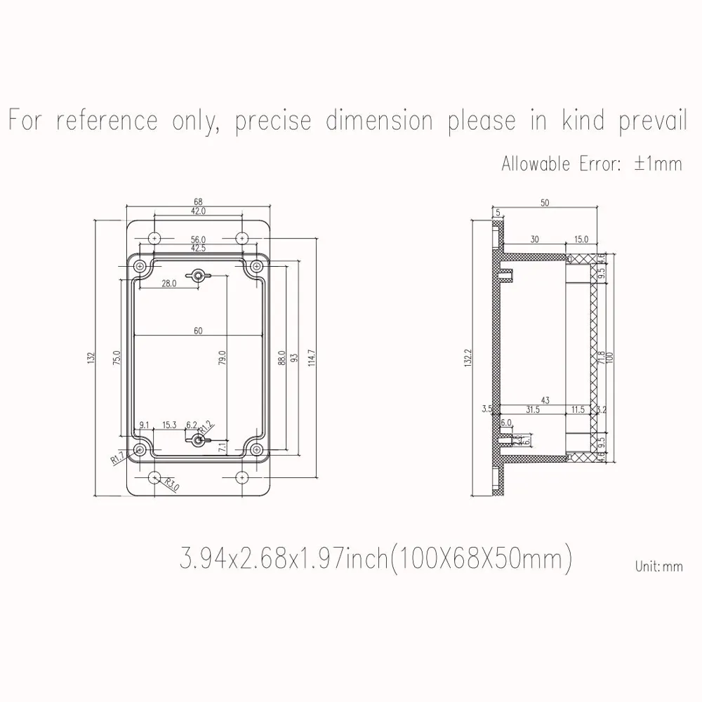 Junction Box Mounting Plate - 5.9x5.9x3.5 Inch Electrical Panel For PCB & Components
