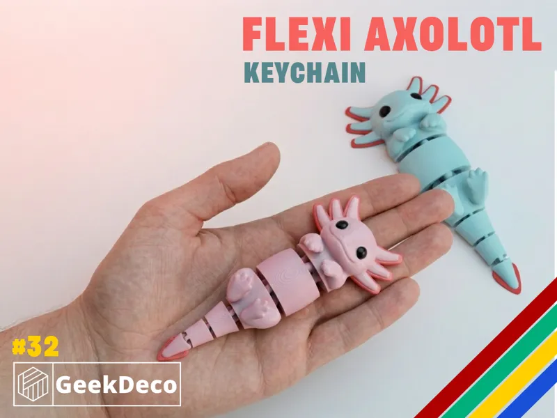 Flexi Axolotl Keychain– Articulated Toy