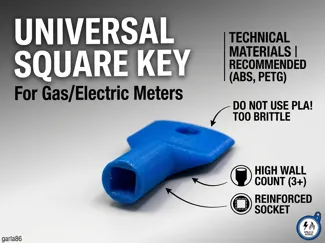 Universal Square Utility Key - Gas/Electric Meters