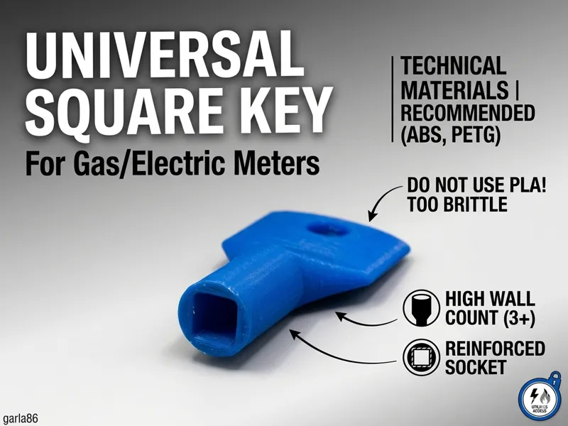 Universal Square Utility Key - Gas/Electric Meters