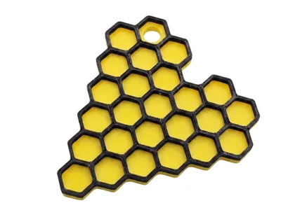 Bee Honeycomb Heart Keychain