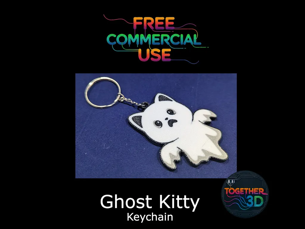 Ghost kitty keychain - Free Commercial Use - Free 3D Print Model ...