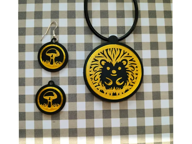 pendant hedgehog and earrings -"Forest Whispers"