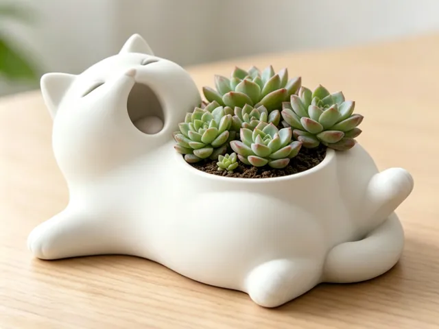 可爱的哈欠猫咪多肉植物种植花盆