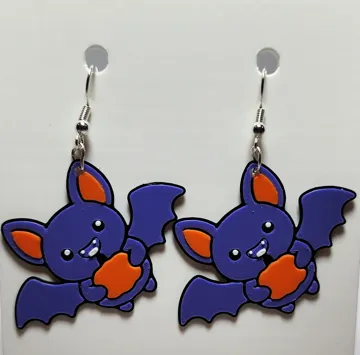 Pendientes: Cute Bat Holding Pumpkin Earrings — vista de referencia 3