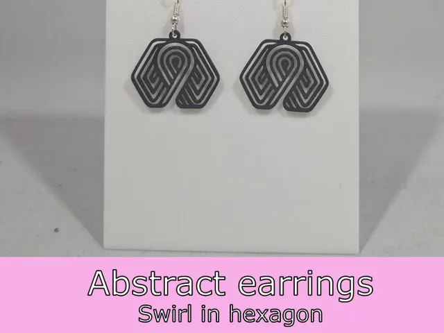 Abstract earrings - swirl in hexagon