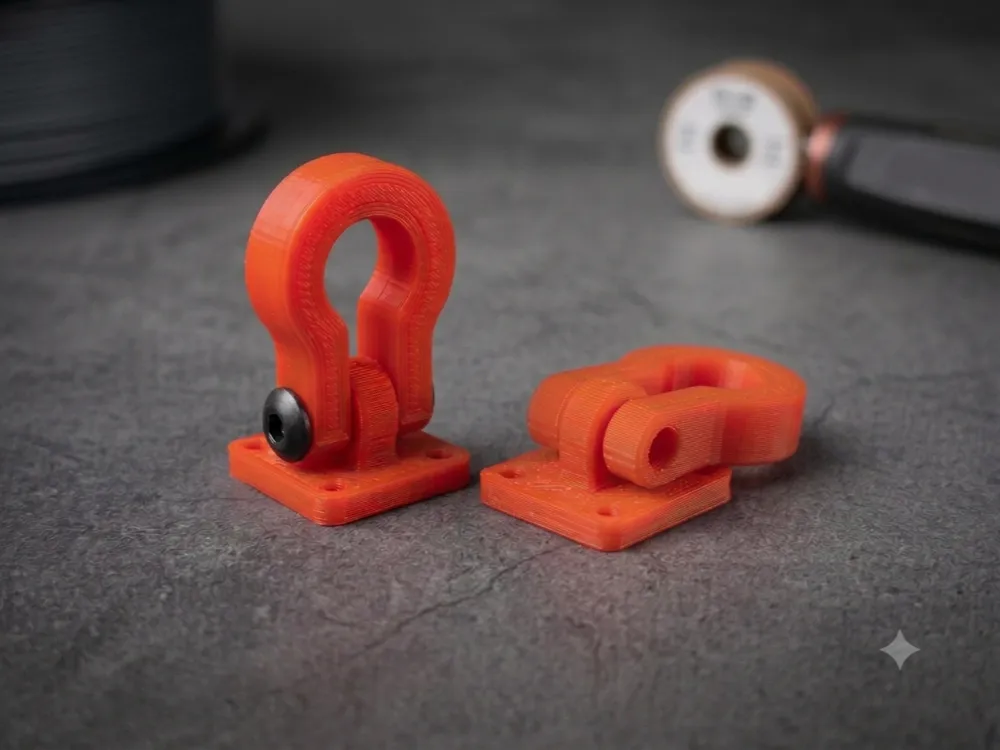 Letrero o emblema decorativo: RC tow shackle 1/10. Referencia del modelo original.