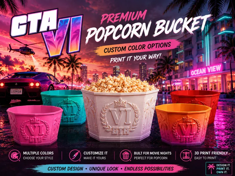 GTA VI Popcorn Bucket - Custom Colors 