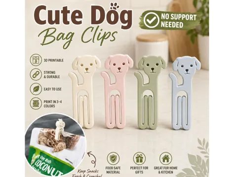 Clip o pieza de sujeción: Dog Puppy Cute Animal Bag Clips – Paper Clip Fast — referencia de MakerWorld