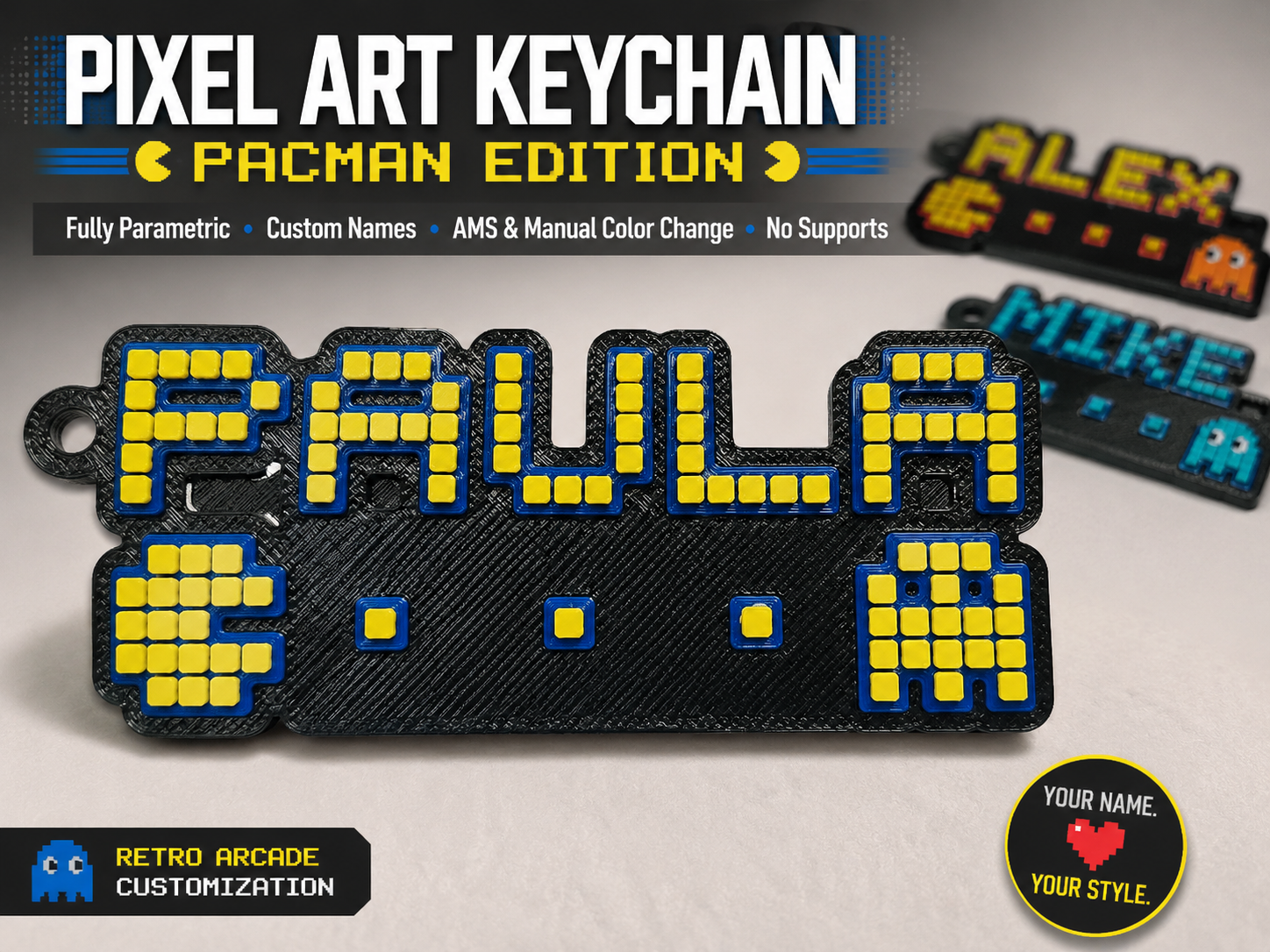 Pixel Art Keychain - PACMAN Edition