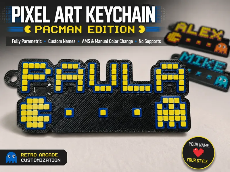 Pixel Art Keychain - PACMAN Edition
