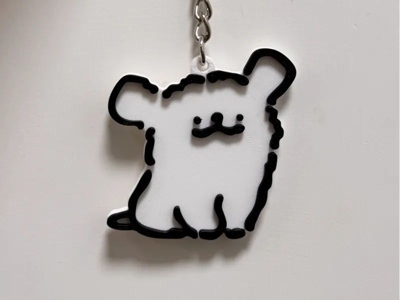 No AMS Maltese dog Keychain 線條小狗xiantiao D