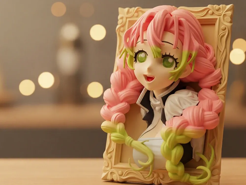 Modelo para impresión 3D: 甘露寺蜜璃 立体相框 冰箱贴 摆件 鬼灭之刃. Referencia del modelo original.