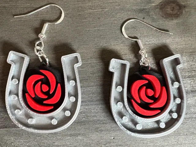 Run for the Roses - Horseshoe Rose Earrings
