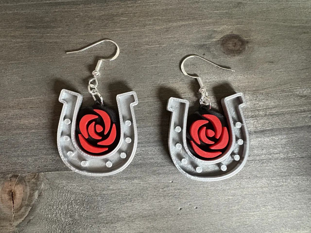 Run for the Roses - Horseshoe Rose Earrings view 2
