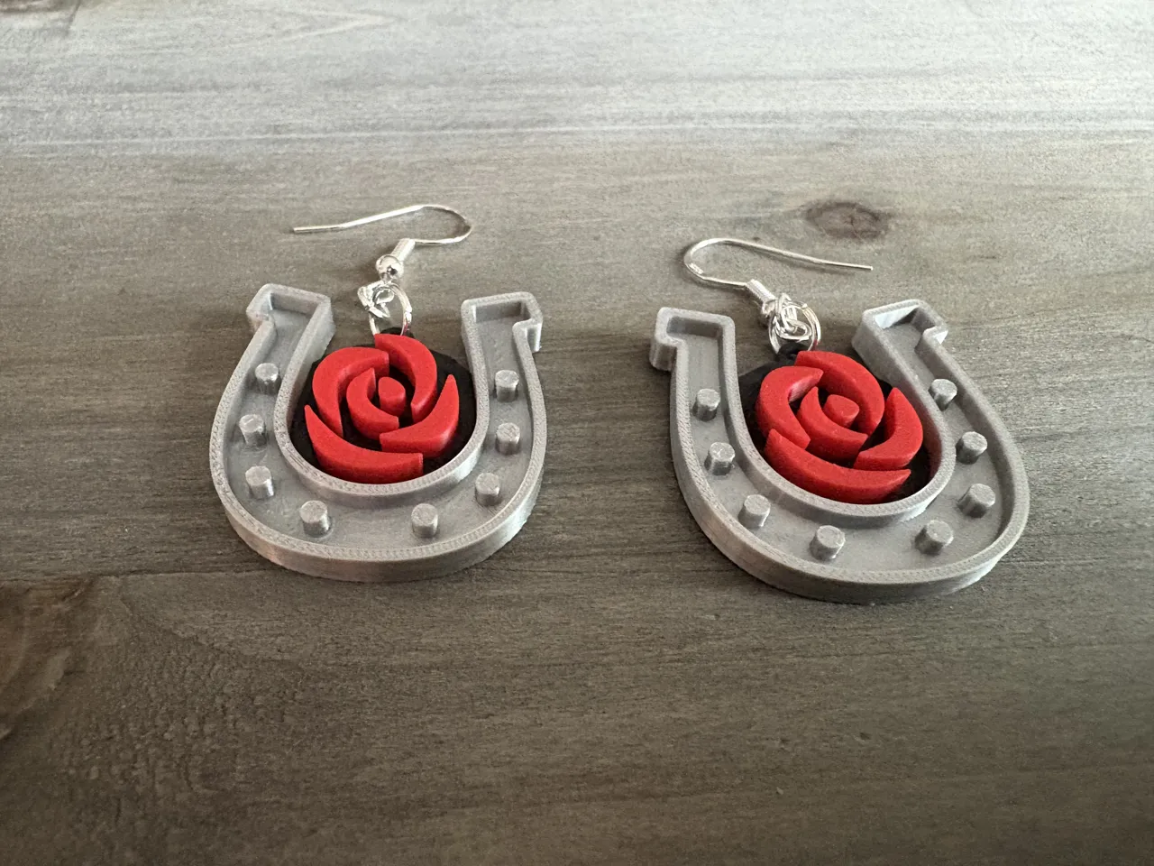 Run for the Roses - Horseshoe Rose Earrings view 3