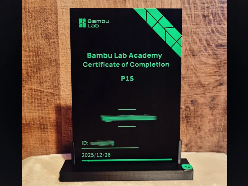 Base for Bambu Lab Academy Certificate