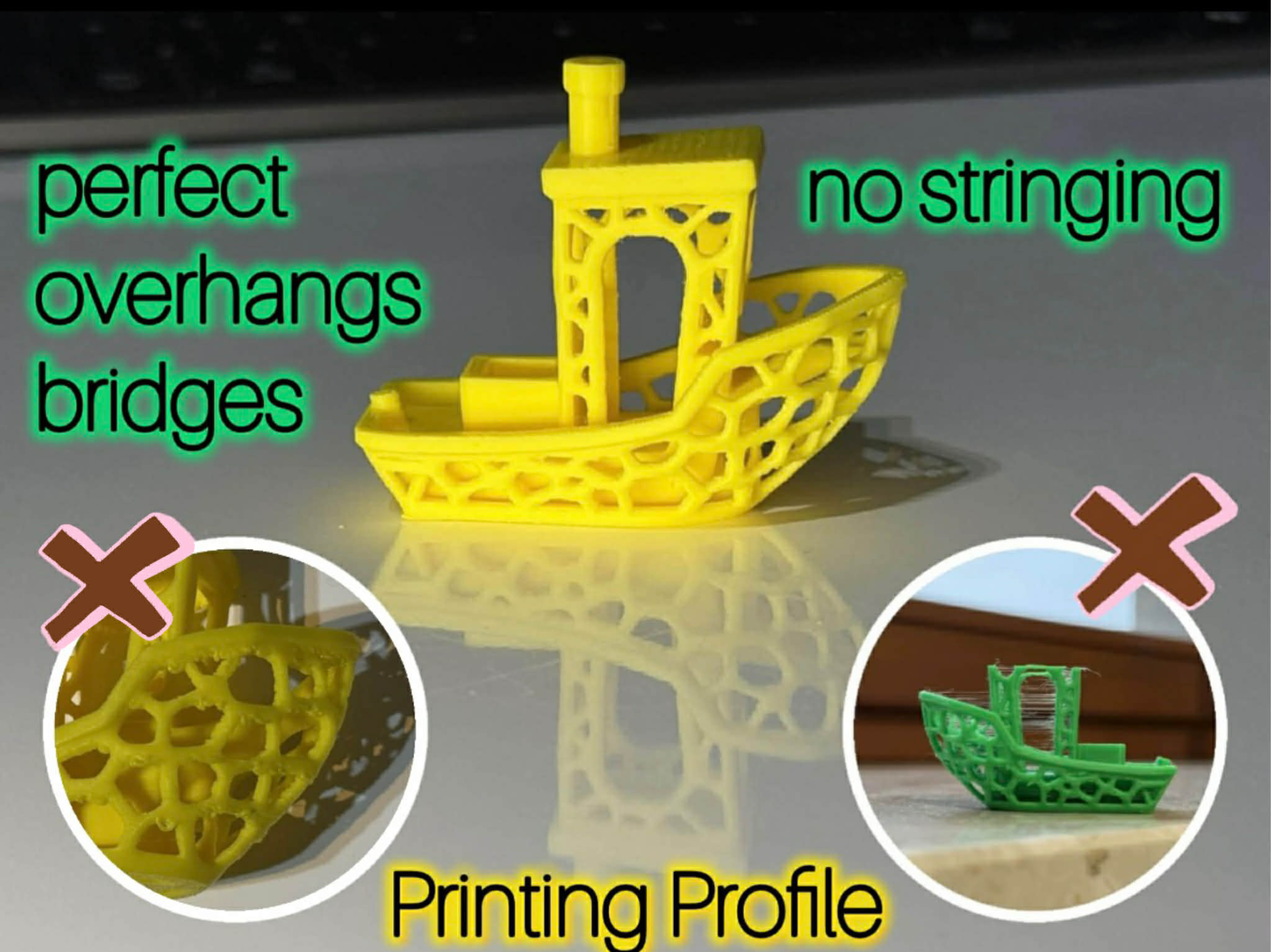no-support profile tested on heavy perfored Benchy